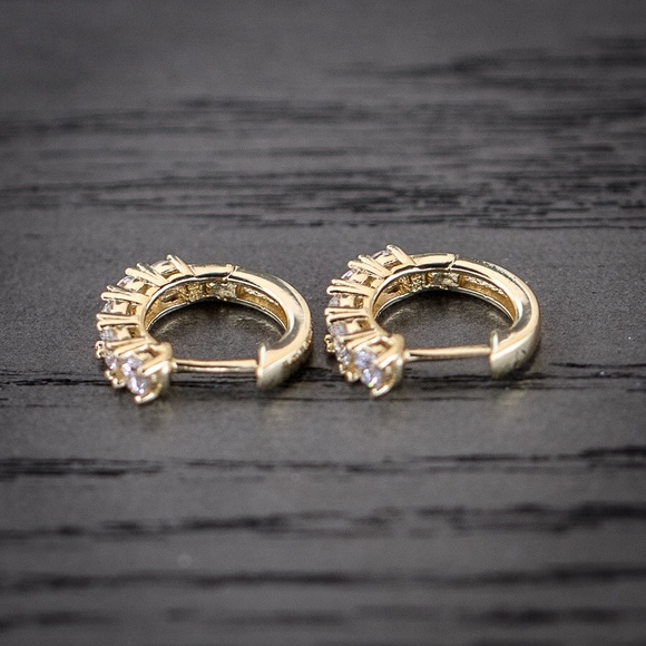 14k Gold Diamond Hoop Earrings - Picture 3 of 4
